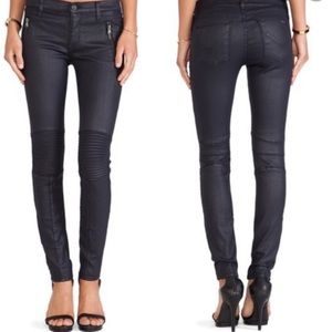 Hudson Coated Black/Blue Moto Pants